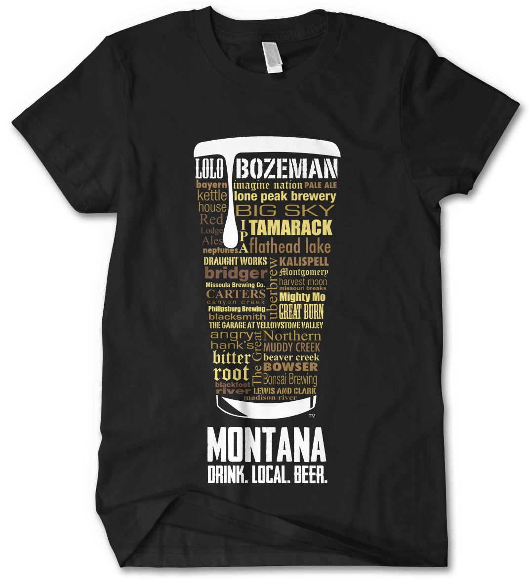 Montana State Craft Beers Custom Typography T-Shirt