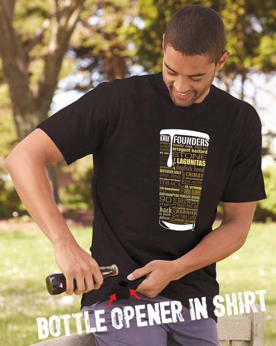 Craft Beer Bottle Opener Custom T-Shirt in Black